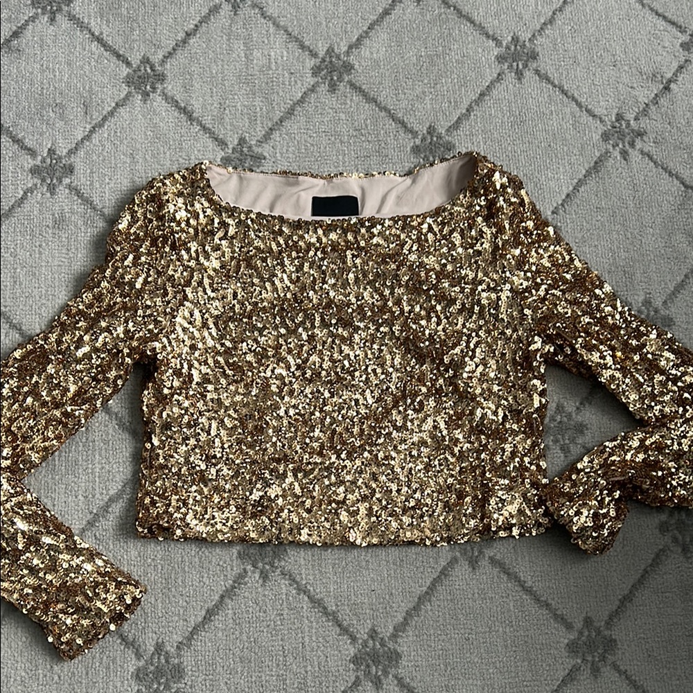 Alex Marie gold sequin crop top